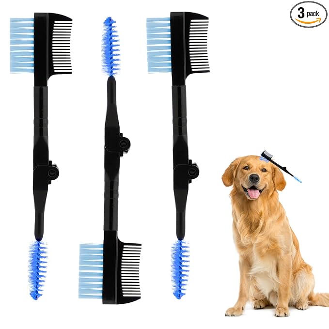 3 Pcs Double-Head Grooming Combs, Tear Stain and Eye Cleaning Combs for Pets, Removing Crust, Mucus, and Fleas