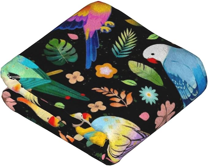 Parrot Bird Blanket Gifts for Cockatiel Lovers Soft Flannel Parrot Bird Throw Blanket Cockatiel Birthday Stuff Gifts Bedding Decor (80"x60")