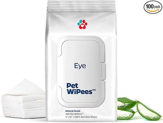Eye Pet WiPees™ – 100 Gentle, All Natural Lick-Safe Eye Wipes for Dogs & Cats That Help Remove Tear Stains, Crust, Eye Boogers, & Irritants for Clean, Cuddly Comfortable Eyes