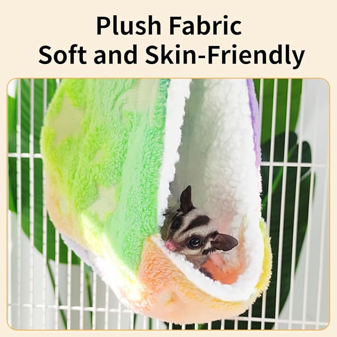 Cotton Guinea Pig Rat Hammock, Colorful Hamster Hanging Nest Warm Hideout Cage for Small Animals Sugar Glider Parrot Ferret (Purple,Small)