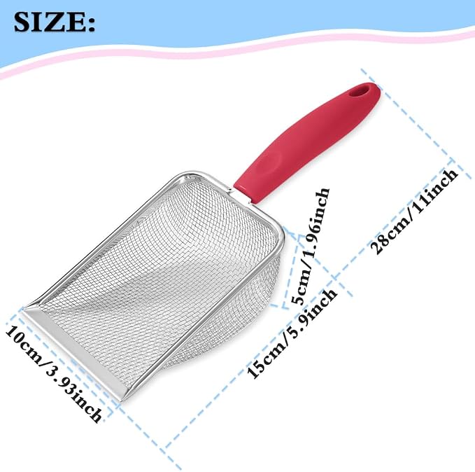Beach Mesh Shovel, Shark Tooth Sifter Dipper for Shell Collecting, Kids Filter Sand Scooper for Picking Up Shells - Beach Snow Toys for Kids (Red)