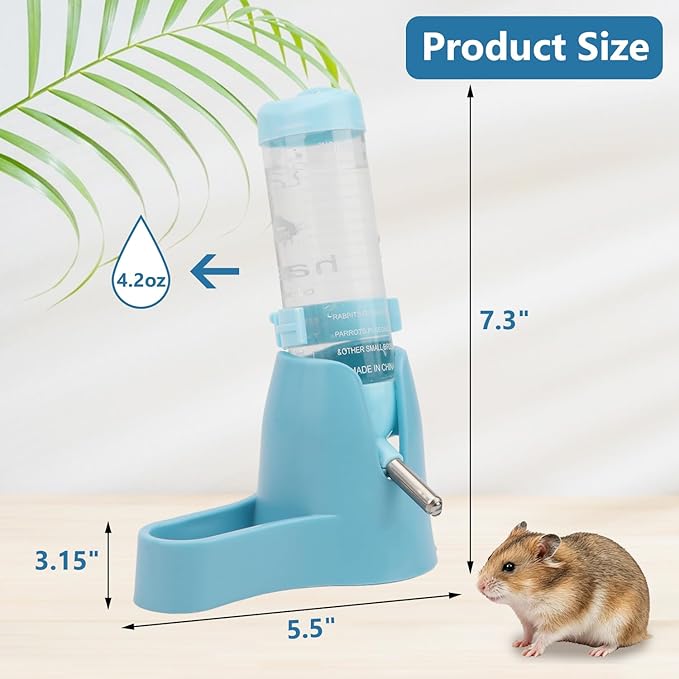 Litewoo 3 in 1 Hamster Water Bottle Small Animal Water Bottle with Food Container Base Hut Hanging Pet Automatic Feeding Drinking Dispenser for Dwarf Hamster Rats Mouse Gerbil Mice