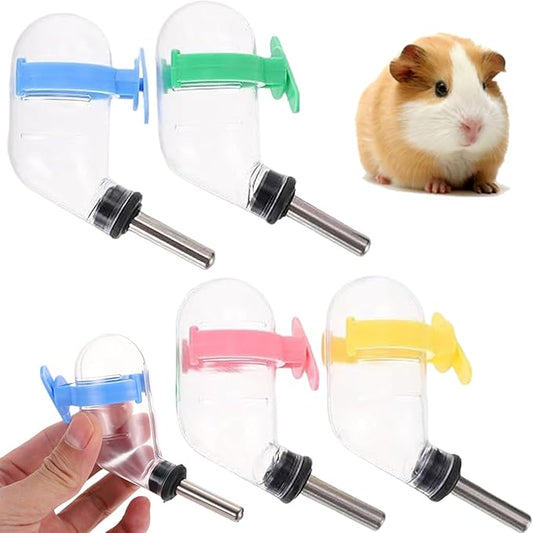 4Pcs Hamster Water Bottle for Glass Tank, No-Drip 60ml Rabbit Water Bottle, Auto Feeder Hanging Plastic Guinea Pig with Buckle for Cages, Crates