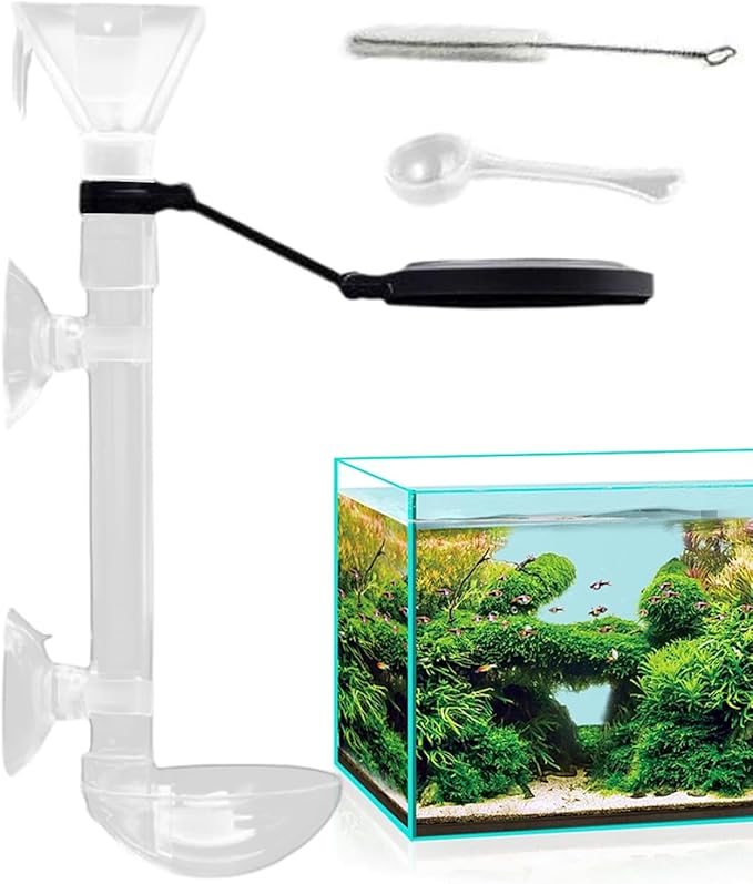 Fish Food Feeder - Clear Telescopic Aquarium Feeding Tube, Suction Mounted Dispenser Pipe, Precision Target Drop System, Adjustable Length Design | Automatic Aid for Shrimp Turtle Tank Pond Care