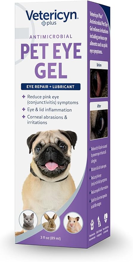 Vetericyn Plus Pet Eye Gel | Dog and Cat Eye Ointment Alternative to Lubricate and Relieve Eye Irritations and Abrasions, Reduce Symptoms of Pink Eye in Dogs and Cats. 3 ounces