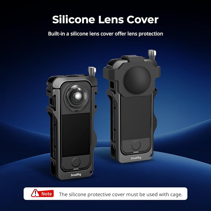 SMALLRIG Cage for Insta360 X4 Air Accessories, Aluminum Alloy Protective Case for Insta360 X4 Air Quick Release, Built-in Cold Shoe Mounts & 1/4" Threads, with Silicone Lens Cover - 5939