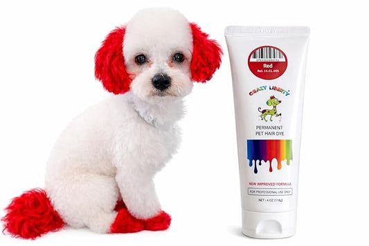 Crazy Liberty Permanent Pet Hair Dye for Dogs and Horses (Red) – Professional Grooming Color Gel, for Creative Groomers, 4 Fl Oz
