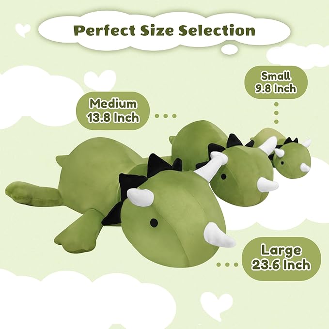 Finebee Weighted Dinosaur Stuffed Animals, Cute Weighted Dino Plush, Soft Stuffed Weighted Plushie Pillow Gifts for Kids & Adults (23.6" 3.1Lbs)