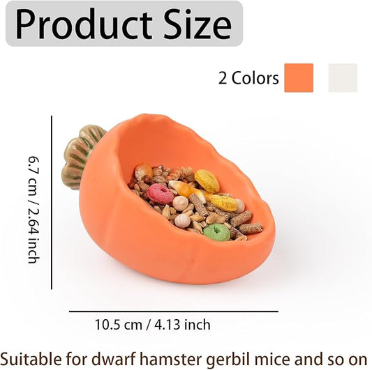 Hamster Food Bowl, 2 Packs Ceramic Carrot Hamster Bowls Guinea Pig Food Dish Water Bowls for Gerbil Mouse Chinchilla Hedgehog
