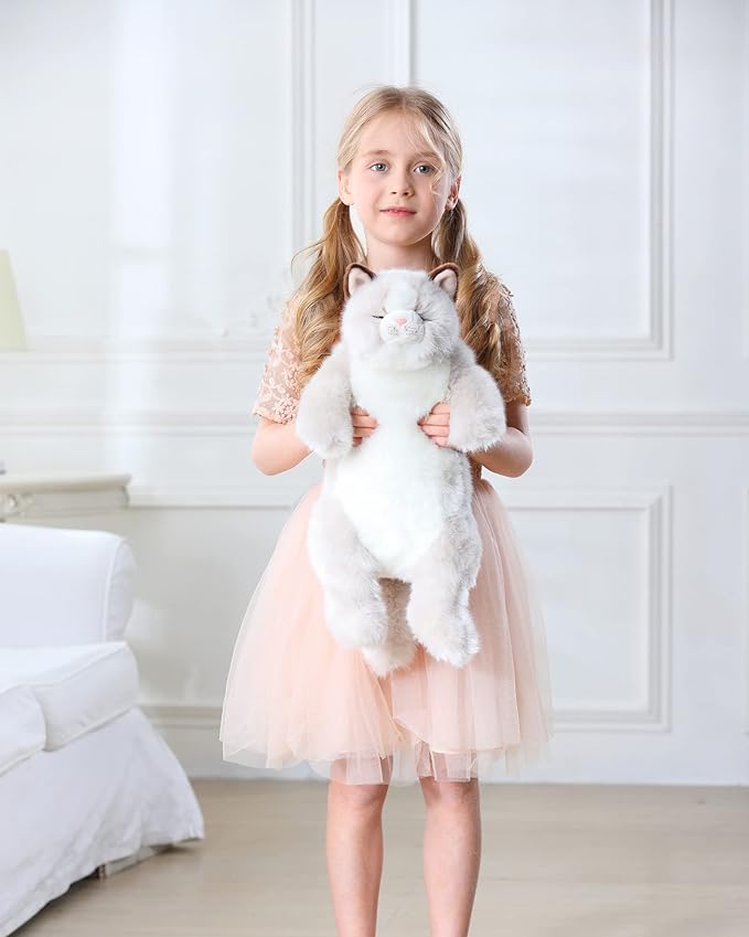 CU-MATE 20" Length Adorable Stuffed Animals Cat -Handmade Plush Soft Cat -Present Gift for Boys/Girls (Grey Ragdoll Cat)