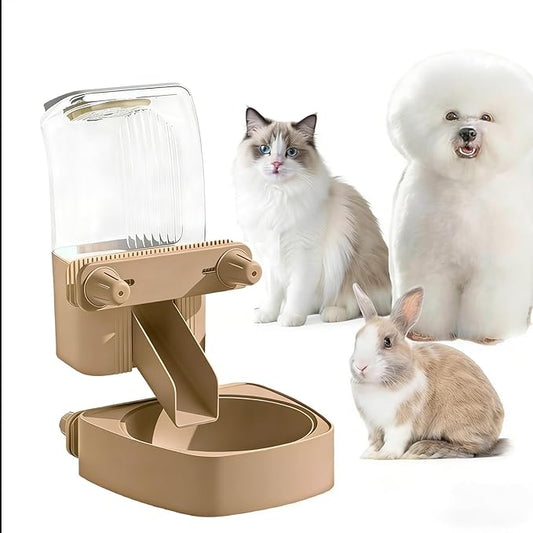 54 oz Pet Food Dispenser, Gravity Feeder Bowl for Cage, Auto Feeder for Ferret, Cat, Dog and Other Small & Medium Animals, Compatible with Widemouth Cages(Brown)