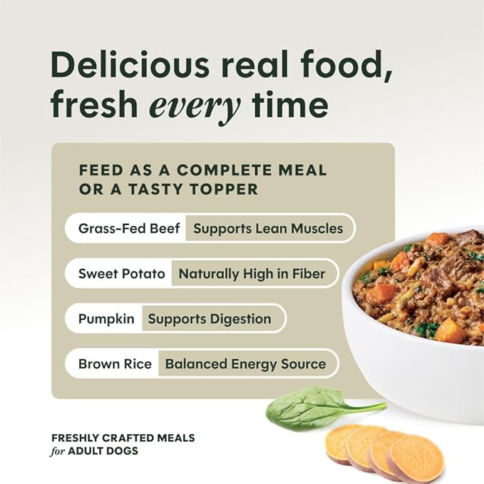 Instinct Freshly Crafted Meals, Dog Wet Food or Topper, Human Grade - Grass-Fed Beef, 11 oz. Carton