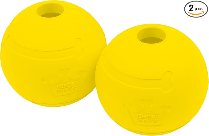 Chew King Flavored Rubber Ball Collection, 4 Inch Chicken Flavor Rubber Fetch Balls 2-Pk