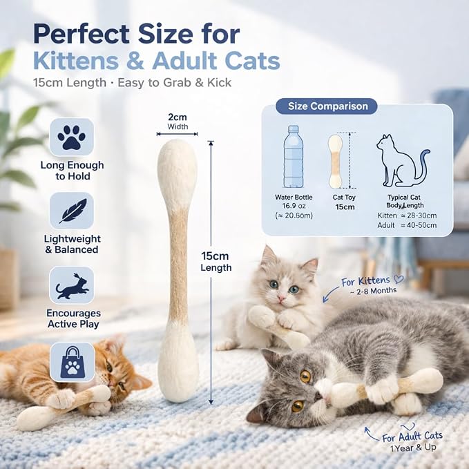 Cotton Swab Cat Toys with Catnip, 6 Pack Catnip Toys for Indoor Cats, Giant Kitty Kicker Plush Chew Sticks, Durable Felt Interactive Cat Toys for Kittens and Adult Cats (Orange)