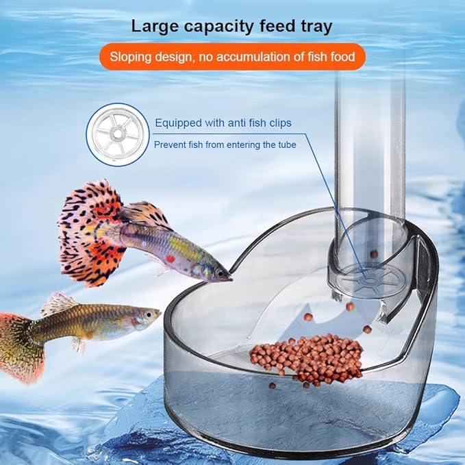 La La Pet Fish Feeding Dish Set with Adjustable Tube Kit, Suction Cups and Cleaning Brush for Aquarium Supplies
