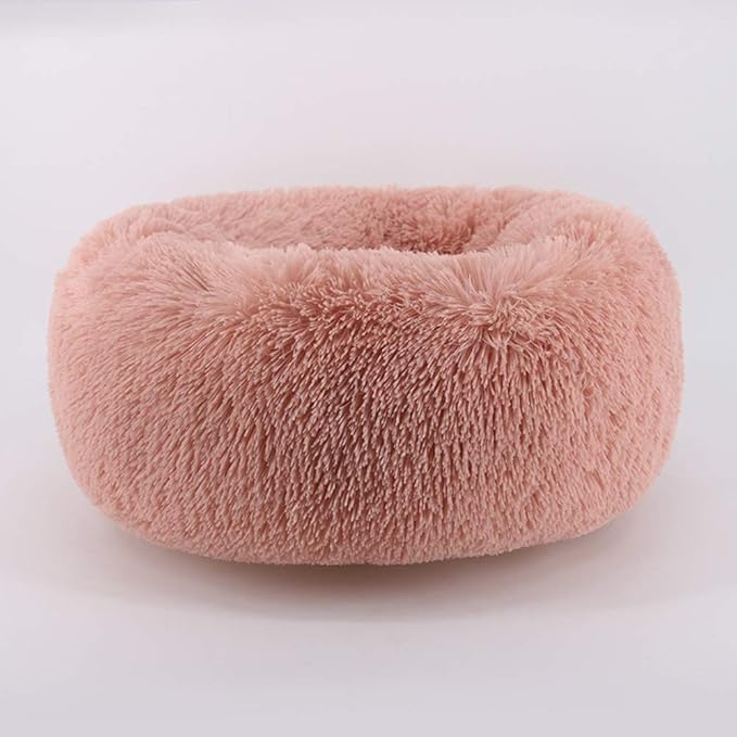 Modern Soft Plush Round Pet Bed for Cats or Small Dogs, Mini Medium Sized Dog Cat Bed Self Warming Autumn Winter Indoor Snooze Sleeping Cozy Kitty Teddy Kennel (20” D x 8'' H, Pink)