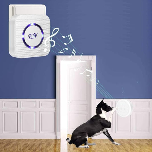 Dog Door Bell Wireless Doggie Doorbells for Potty Training with Waterproof Touch Button Dog Bells Included 1 Receiver and 3 Transmitters (White)