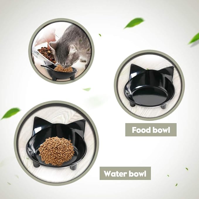 Dog & Cat Food Bowl – Non-Slip Wide, Shallow Pet Dish for Whisker Fatigue Relief, Safe for Puppies & Rabbits(2 Pack)