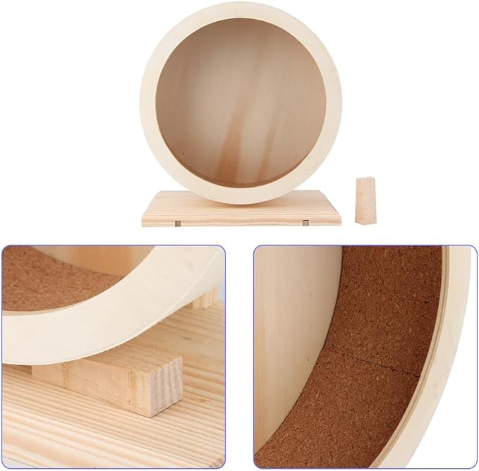 Tiiyee Wooden Hamster Exercise Wheel, Silent Silent Running Wheel Wooden Small Pets Quiet Spinner Play Toy Cage Accessories for Dwarf Syrian Hamster Rat Gerbil Mice Guinea Pigs(S)