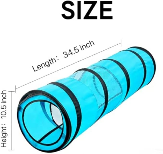 PAWISE Cat Tunnel for Indoor Cats, Collapsible Interactive Cat Toy Tube with Peek Hole, Foldable Pet Play Tunnel for Kittens Rabbits Small Animals, 10.5x34.5 Inches