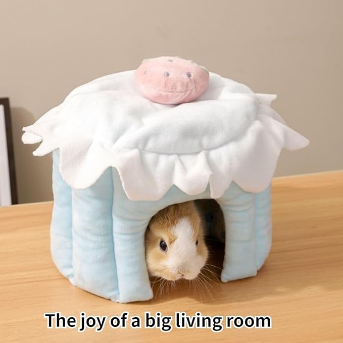 Cake Shaped Guinea Pig Hideout Tunnel, Cage Accessories for Bunny, Hamster, Chinchilla, Ferret, Rabbit and Other Small Pets (Blue,L)