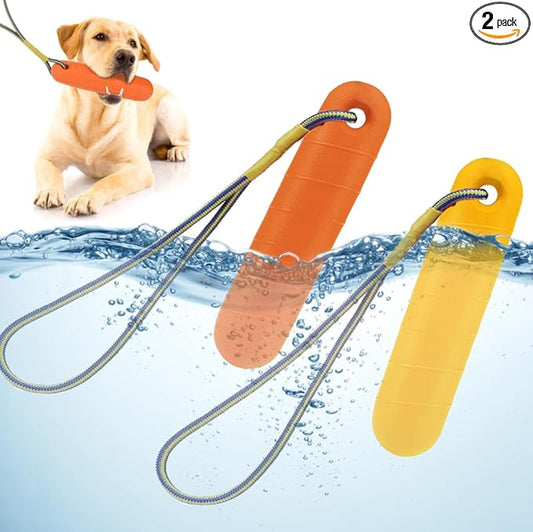 SCENEREAL Floating Dog Toys for Water Fetch, 8.5" Dog Water Toy for Medium Large Dogs, Tough Interactive 2 Pack Fetch Bumpers with Durable Rope for Summer Training Teething Outdoor Pool
