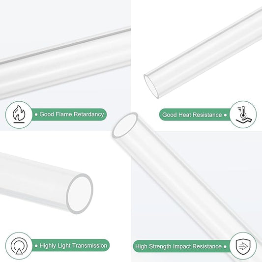 M METERXITY Clear Plastic Tube, 16mm[0.63"] ID x 19mm[0.75"] OD High Impact Rigid Polycarbonate Round Pipes for Water Plumbing/Lighting/Aquariums/Models, Plastic Tubing [305mm/12IN]