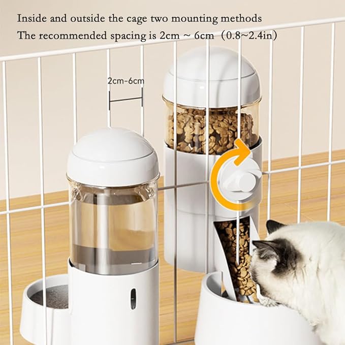 Pet Dog Cat Hanging Automatic Feeders Drinking Bowls, Auto Gravity Rabbits Feeder Water Set, Cage Pet Feeding Bowls Dispenser for Cats Dogs Puppy, Rabbit Hamsters Chinchilla Hedgehog (Pink-Water)