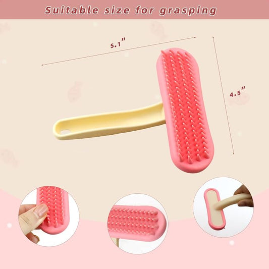 Bunny Brush Grooming Kit – Rabbit Deshedding Comb & Silicone Massage Brush for Shedding, Detangling & Fur Removal – Essential Small Animal Grooming Tools for Rabbits, Cats, Guinea Pigs, Chinchillas