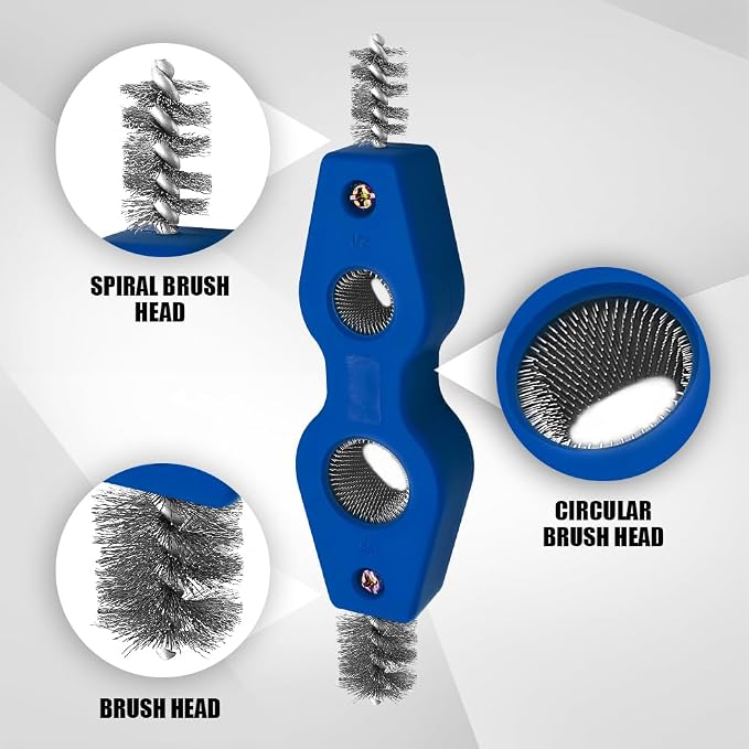 4 in 1 Car Battery Cleaning Brush, Battery Terminal Cleaner, Anti-Rust Auto Battery Cleaner Brush Tool with Steel Wire, Vehicle Battery Terminals Machine Parts Cleaning Tool for Cars (Blue)
