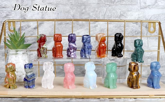 Artistone 2" Lapis Lazuli Dog Crystal Animals Figurine Carved Gemstone Puppy Dog Statue Sculpture Craft Home Decorations