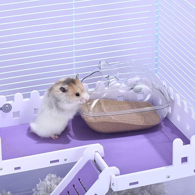 Hamster Sand Bath Container Small Animal Litter Box Bathtub Critter's Bathroom with Scoop Accessories for Mice Hedgehog Lemming Gerbils or Other Small Pets