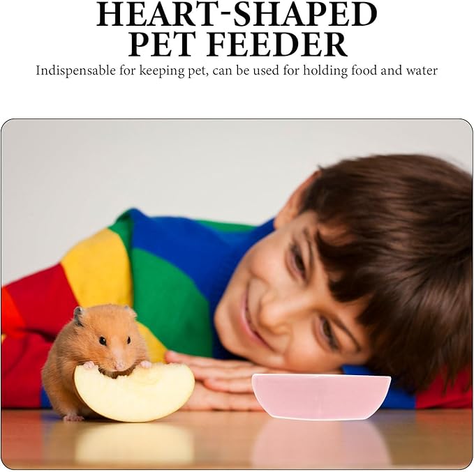 POPETPOP 3Pcs Hamster Food Bowl, Ceramic, Heart-Shaped Pet Feeder, Sufficient Quantity, Compact Size, Wide Application
