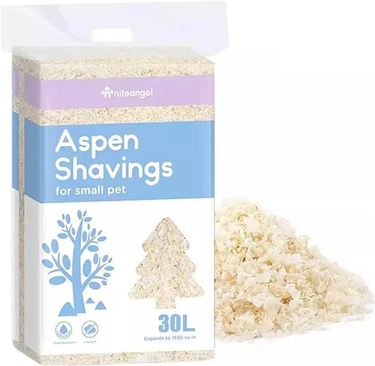 Niteangel Aspen Shaving Hamster Beddings for Syrian Dwarf Hamster Gerbil Mice Degu Rat Rabbit Bunny Guinea Pig Chinchilla Hedgehog or Other Small Pets (30L - 4mm)