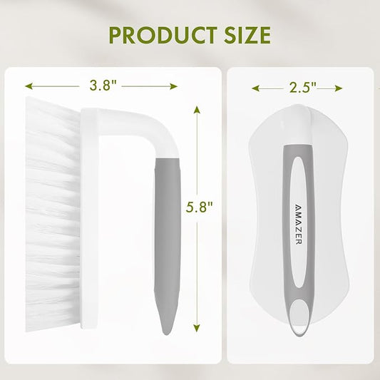 Amazer Scrub Brush for Cleaning Comfort Grip Shower Scrubber Flexible Stiff Bristles with Handle Heavy Duty Cleaner Brush for Tub Sink Carpet Floor - Pack of 2 (Grey+Grey)