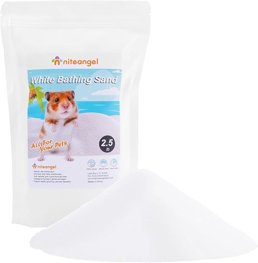 Niteangel Hamster Desert Bath Sand | No-Dust Bath or Potty Litter for Hamster Chinchillas Gerbil Mice Degu or Other Small Pets (White Sand, 2.5LB/40oz)