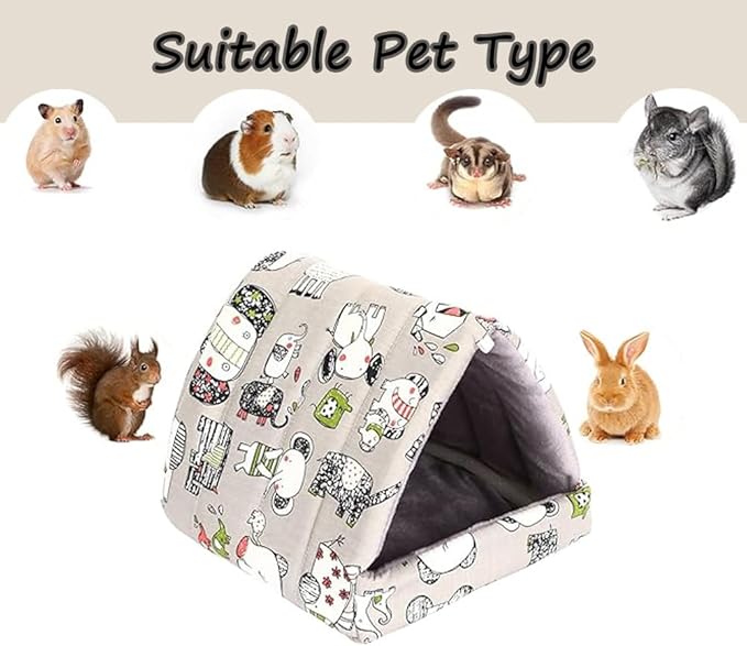 Cozy Cotton Tent for Small Animals - Guinea Pig Hideout, Hamster Bed, Portable House for Chinchillas, Rats, Hedgehogs (6.8"x7.4") (Gray)