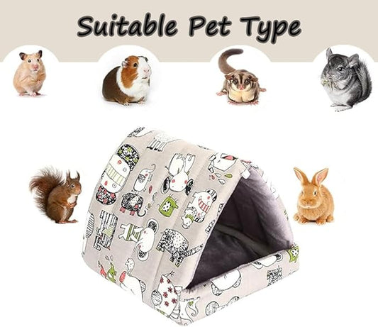 Cozy Cotton Tent for Small Animals - Guinea Pig Hideout, Hamster Bed, Portable House for Chinchillas, Rats, Hedgehogs (6.8"x7.4") (Gray)
