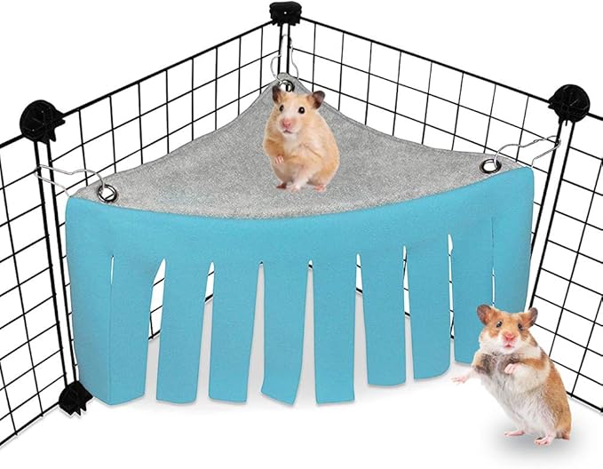 WishLotus Hamster Hideout, Small Animal Hideaway Tent Fleece Forest Pet Cage Accessories Nest Bedding for Chinchilla Guinea Pig Hedgehog Rat Squirrel Ferret Dwarf Bunny (Blue+Grey)