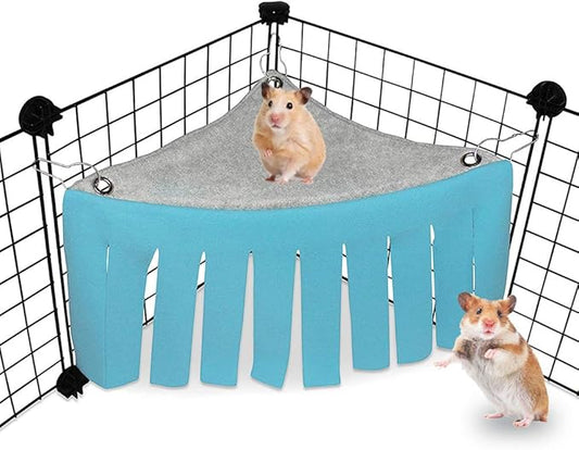 WishLotus Hamster Hideout, Small Animal Hideaway Tent Fleece Forest Pet Cage Accessories Nest Bedding for Chinchilla Guinea Pig Hedgehog Rat Squirrel Ferret Dwarf Bunny (Blue+Grey)