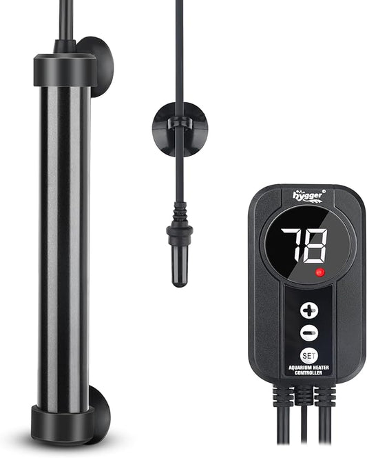 hygger Marine Aquarium Heater 50W 100W 200W 300W 500W,Titanium Heater with Temperature Calibration,Digital LED Controller,Temperature Probe,Submersible Fish Tank Heater for Saltwater Freshwater Tank