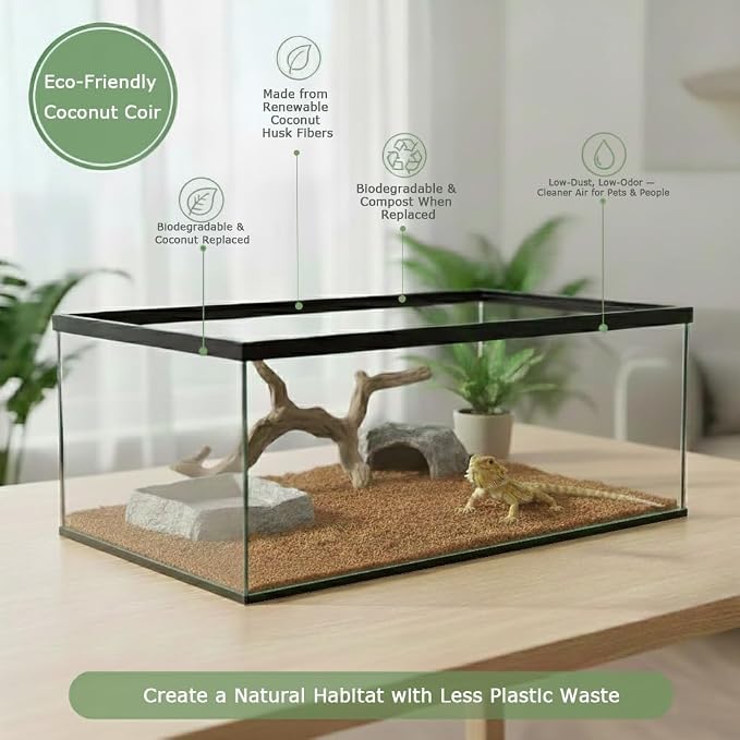 Reptile Carpet, Reptile Mat, Natural Coconut Fiber Liner Flooring for Tank, Bearded Dragon Tank Accessories (18"X 36", 1 PCS)