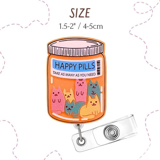 Cat Kitten Badge Reel Cats Retractable ID Holder Clip for Vet Tech Pharmacy Veterinary Technician Funny Medical Mental Health Nurse Healthcare Pharmacist Worker Appreciation Gift Accessories