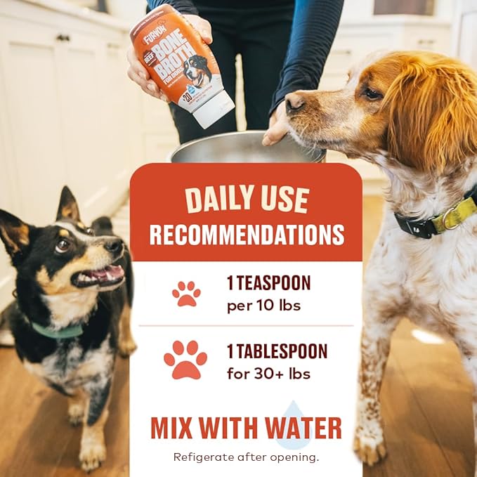 Beef Bone Broth Concentrate for Dogs - Collagen Protein Supplement - Digestion, Mobility, Coat, Immune System, Joints - Healthy Dog Food Gravy Topper - Human Grade, Made in USA (16 oz, 30 Servings)