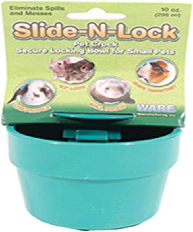 Ware Manufacturing Plastic Slide-N-Lock Crock Pet Bowl for Small Pets, 10 Ounce - Assorted Colors