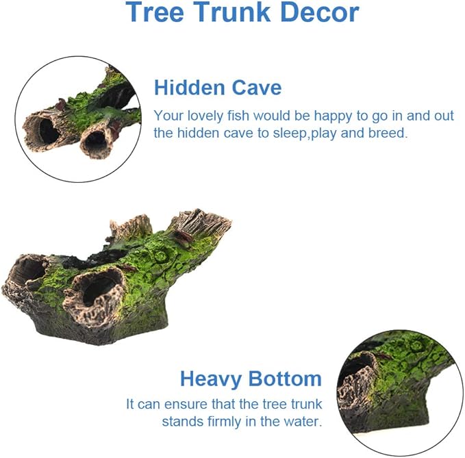 Aquarium Decorations Set, Fish Tank Decor with Artificial Plants and Resin Ornaments, Betta Fish Tank Accessories for Small Tanks, Soft Safe Plastic Plants with Hideout Cave Décor(Ornaments set #2)
