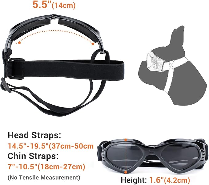 Dog Goggles Medium Breed, Dog Sunglasses for Medium Dogs Eye Protection Windproof, Black