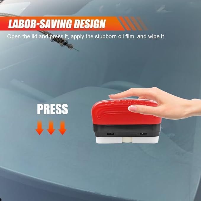 Automotive Oil Film Cleaning Brush - Reusable Glass Cleaning Board Car Windshield Glass Oil Film Remover Brush for Windows - Antifog Glass Coating for Windshield Improves Clarity and Visibility (4PCS)