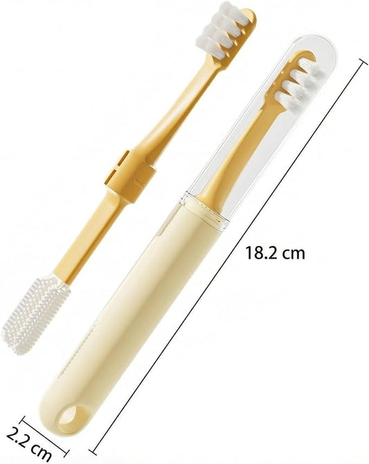 Dual-Head Pet Toothbrush for Small Dogs, Cats, Rabbits & Hamsters - Soft-Bristled Animal Oral Care Toothbrush (Blue)