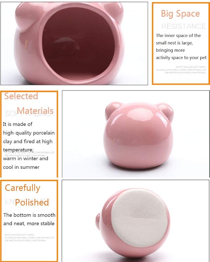 Mini Hamsters House Pet Hideout Hut Cave,Small Animal Ceramic Critter Bath Toy, Ideal for Dwarf Hamsters and Gerbils